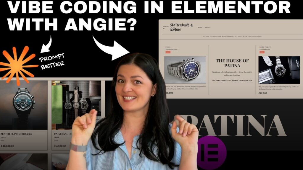 Thumbnail for my video testing Angie building full Elementor pages, design systems, forms and loops
