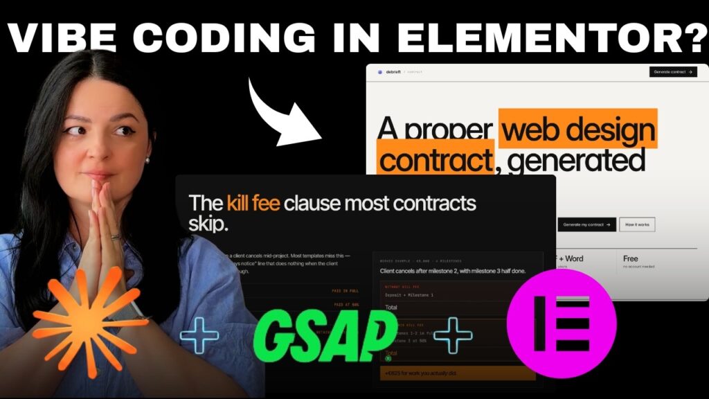 Thumbnail for my video building a GSAP animated landing page in Elementor V4 with AI